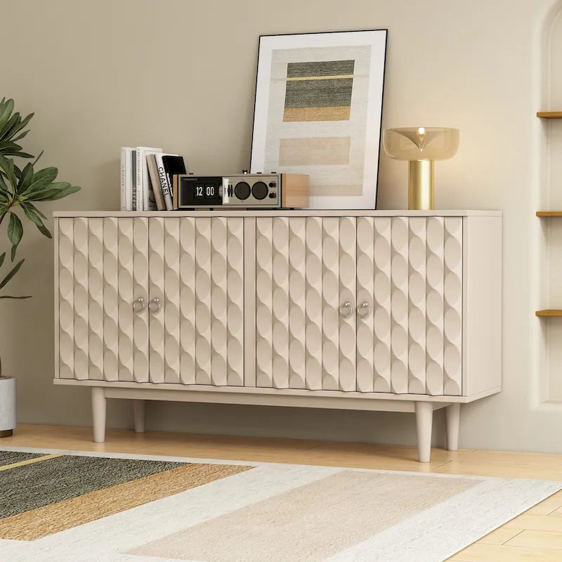 Modernes 4-türiges Sideboard mit gewölbten Türen mit Muster