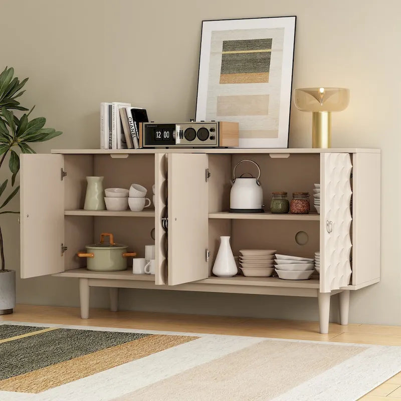 Modernes 4-türiges Sideboard mit gewölbten Türen mit Muster