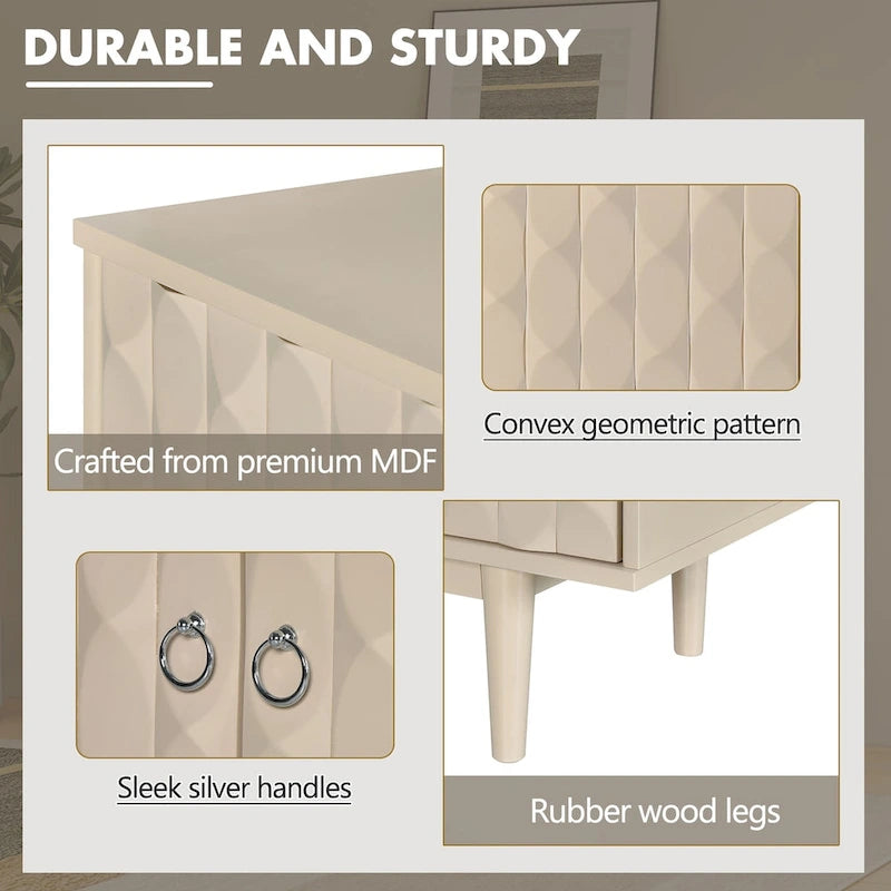Modernes 4-türiges Sideboard mit gewölbten Türen mit Muster