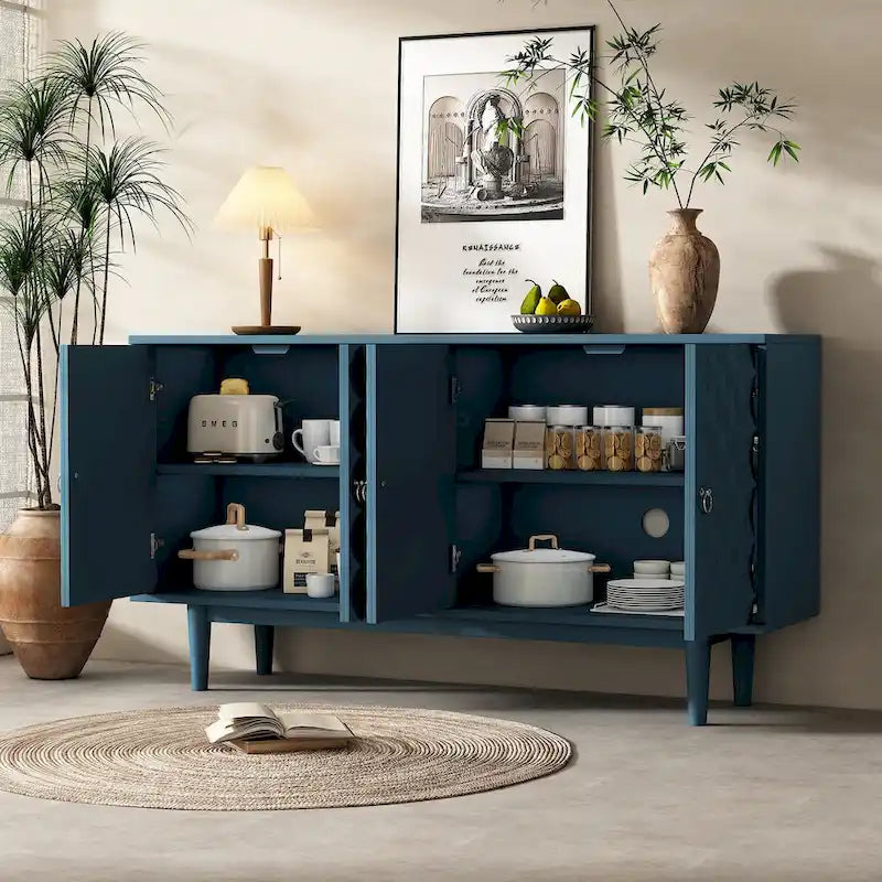 Modernes 4-türiges Sideboard mit gewölbten Türen mit Muster