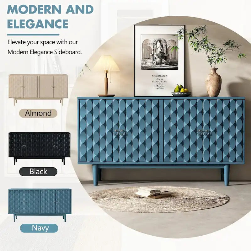 Modernes 4-türiges Sideboard mit gewölbten Türen mit Muster