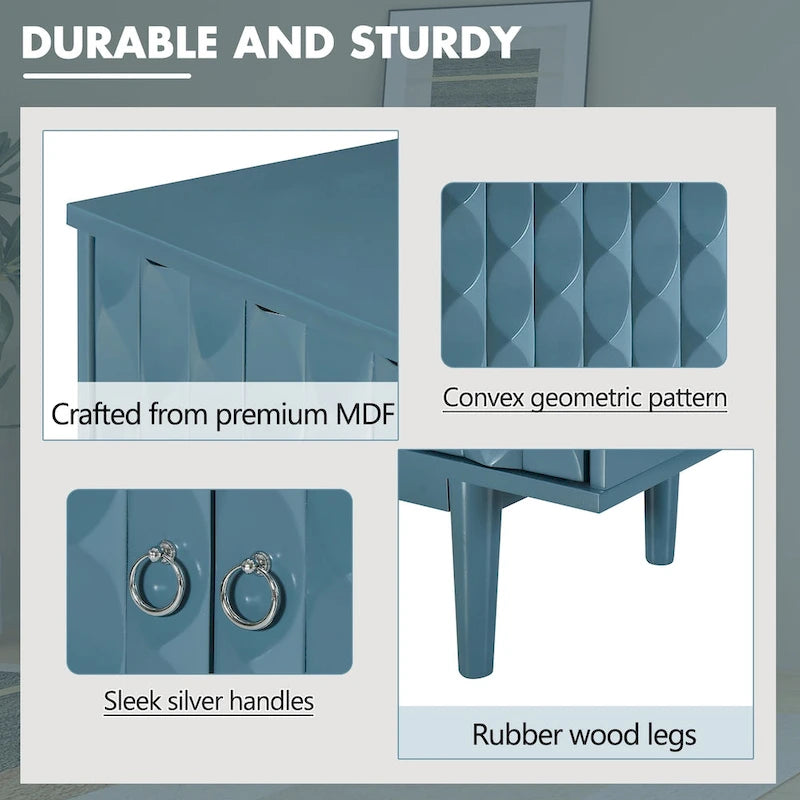 Modernes 4-türiges Sideboard mit gewölbten Türen mit Muster