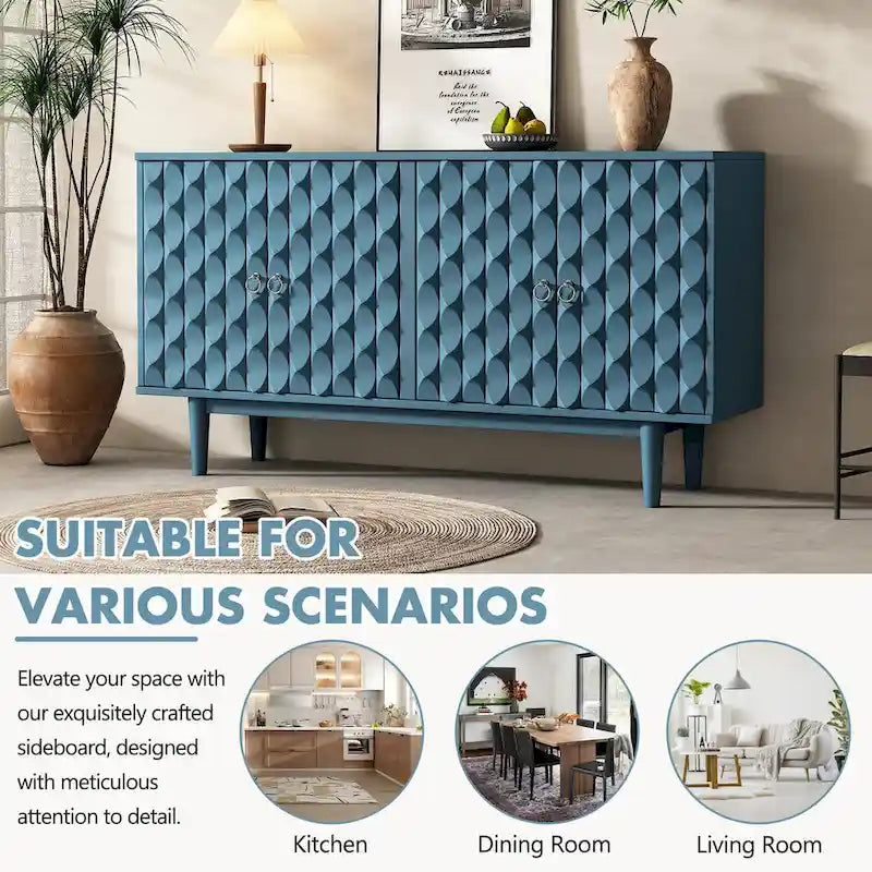 Modernes 4-türiges Sideboard mit gewölbten Türen mit Muster