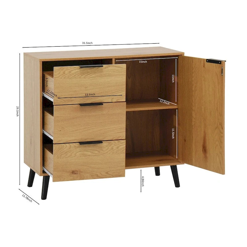 Holzsideboard mit 3 Schubladen