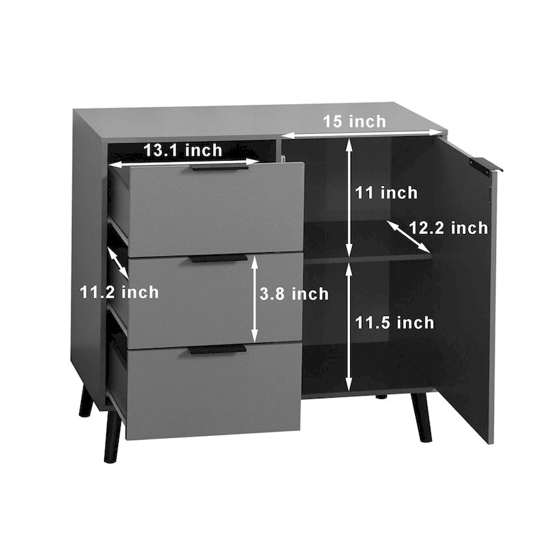 Holzsideboard mit 3 Schubladen