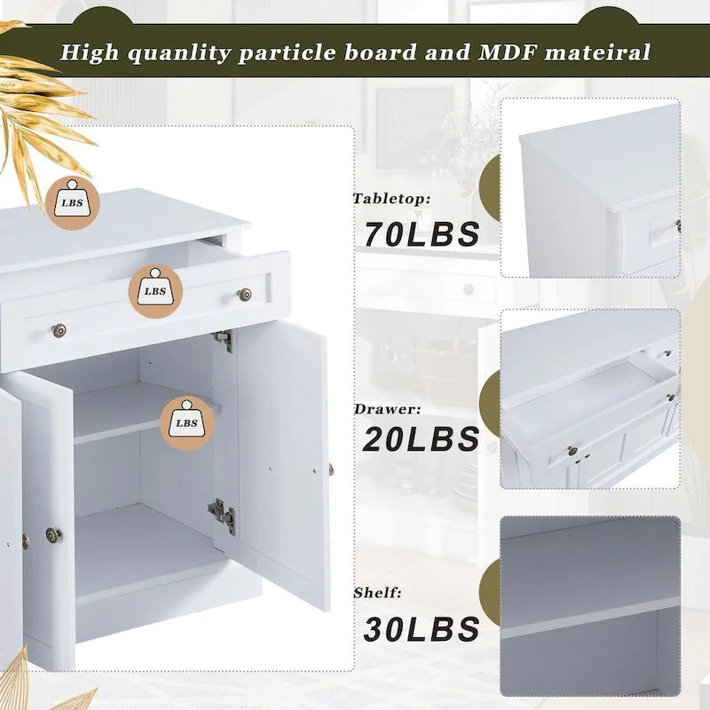 58" Sideboard aus MDF mit verstellbaren Einlegeböden