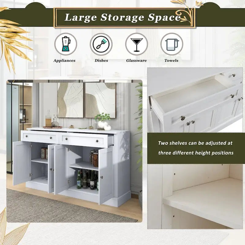 58" Sideboard aus MDF mit verstellbaren Einlegeböden